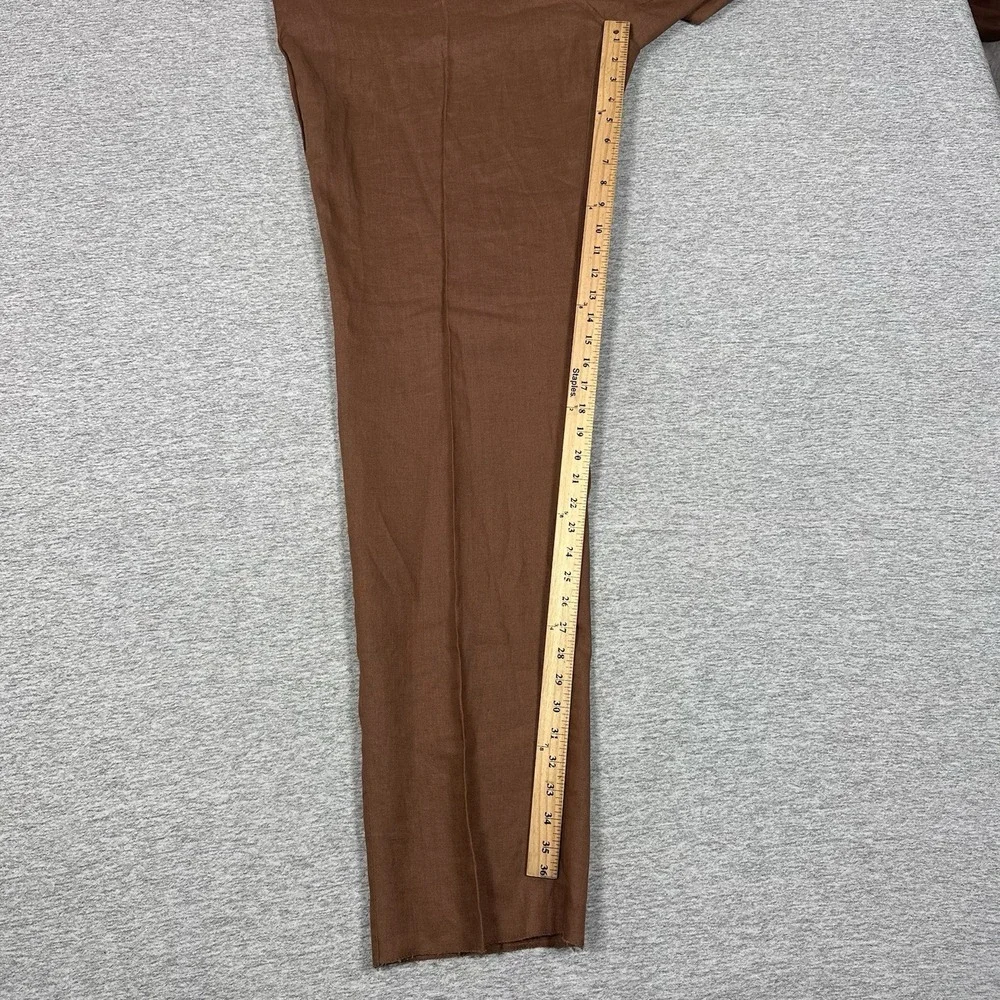 Paul Frederick Pants Mens 46 Slate Brown 100% Linen UNHEMMED City Travel NEW